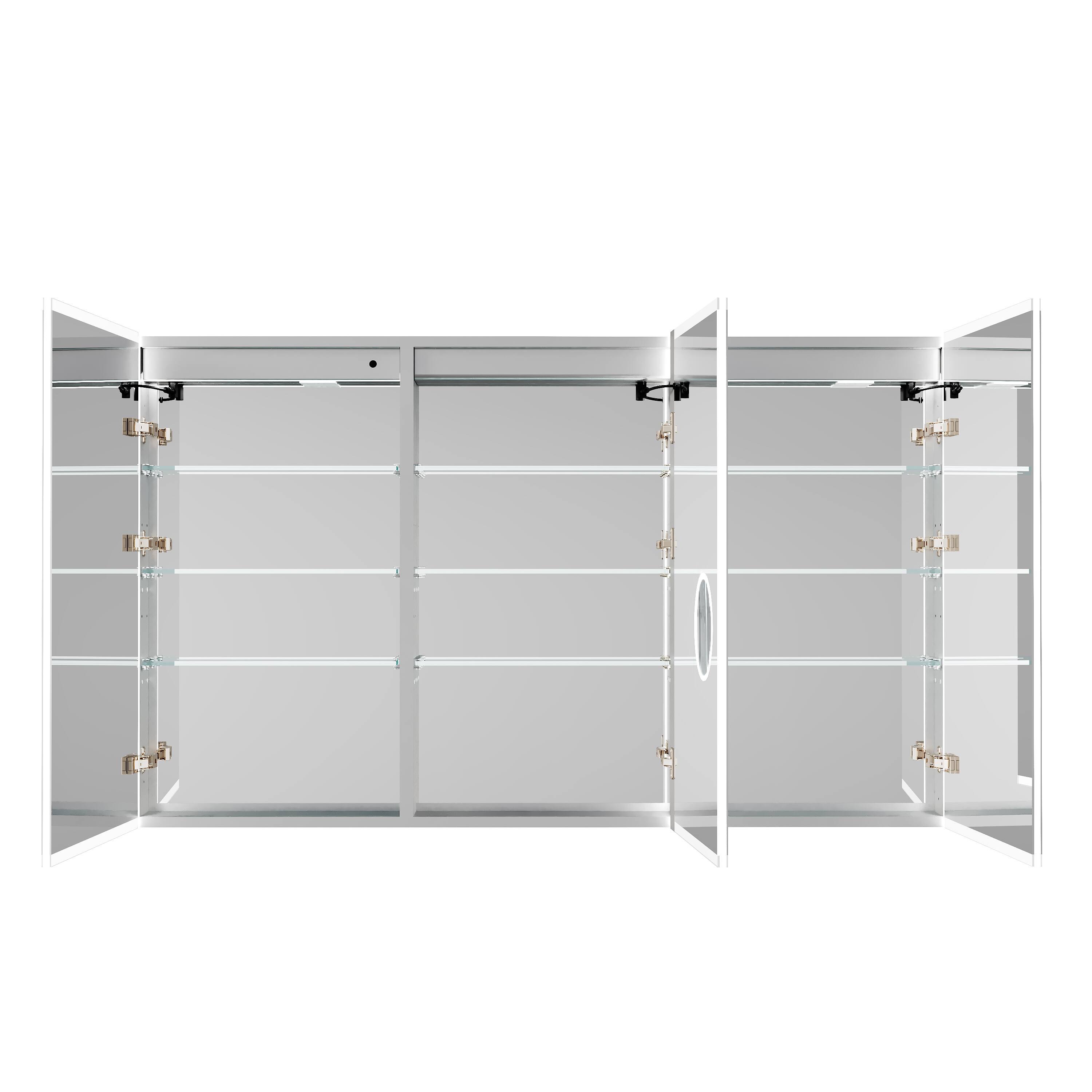 Alt View 10. WELLFOR - 60 in. W x 36 in. H Rectangular Aluminum LED Medicine Cabinet with Mirror, 3X Magnify, Soft Close, Electrical Outlet - Silver.