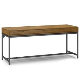 Simpli Home - Banting 72 inch Wide Solid Wood Mid Century Wide Desk - Medium Saddle Brown