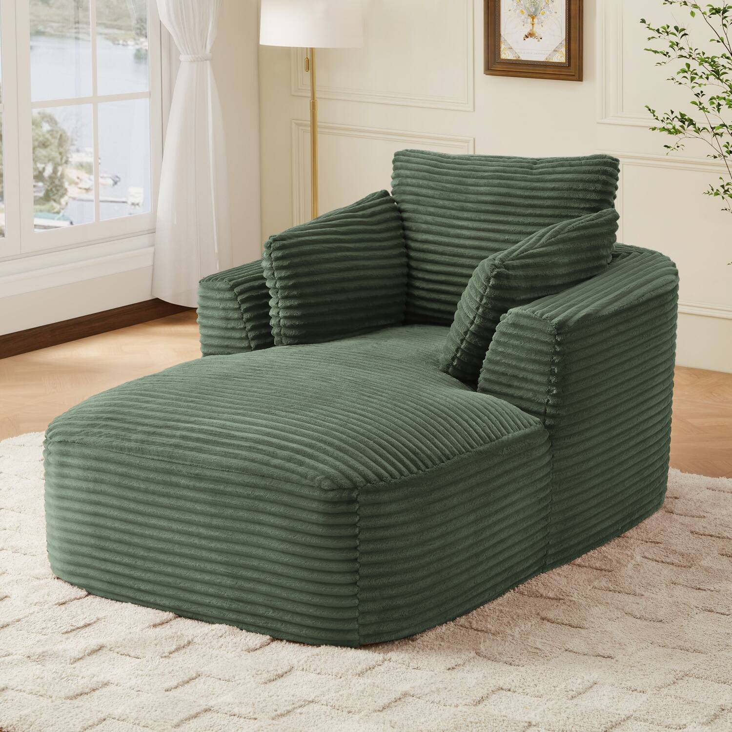 Alt View 2. Z-Edge - Corduroy sleeper sofa couch, no assembly needed. Perfect for Living Room/Dorm/Apartment - Green - Green.