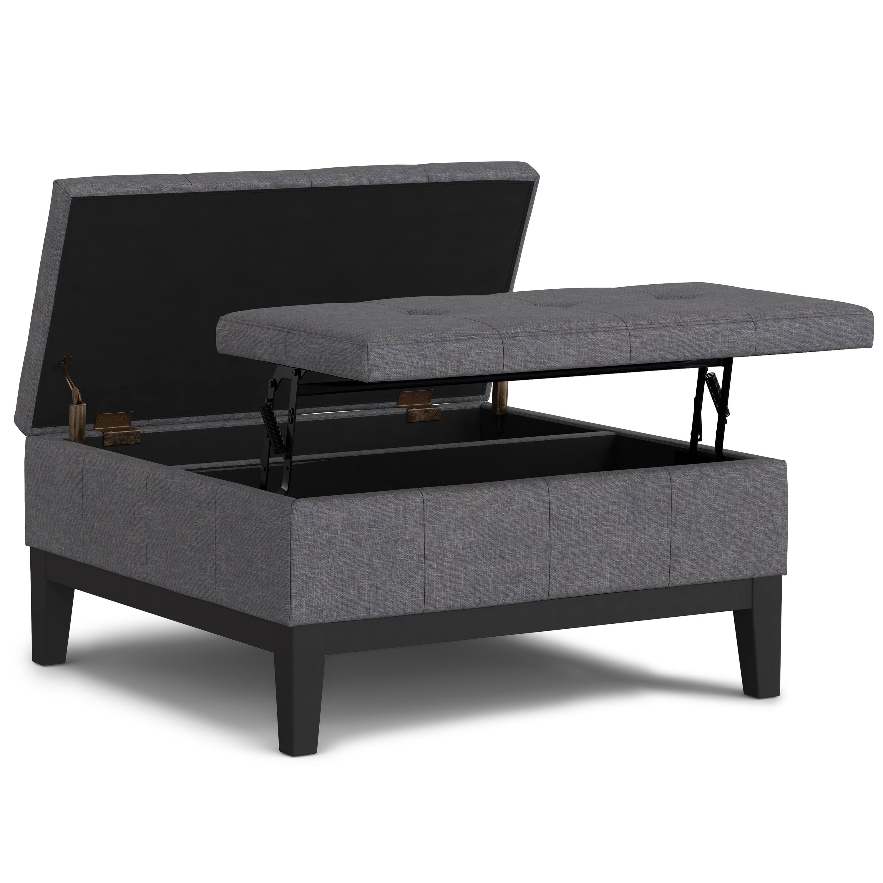 Alt View 1. Tiramisubest - Slate Grey Linen-Style Lift Top Coffee Table Storage Ottoman - Gray.