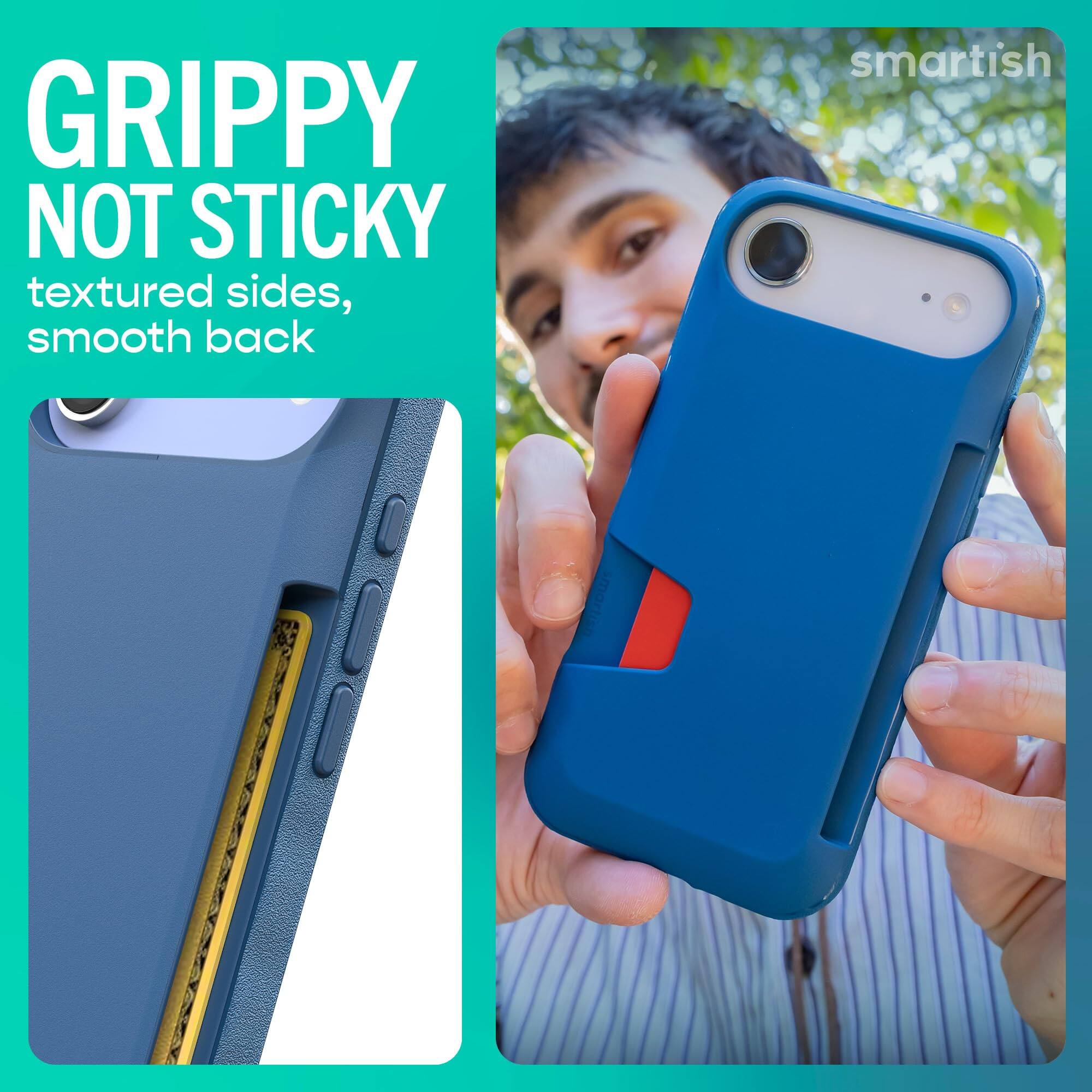 GRIPPY NOT STICKY textured sides, smooth back

smartish