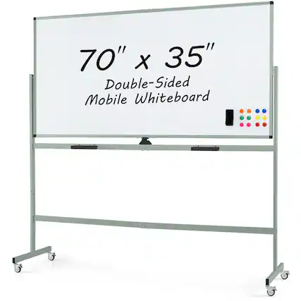 70" x 35" Double-Sided Mobile Whiteboard