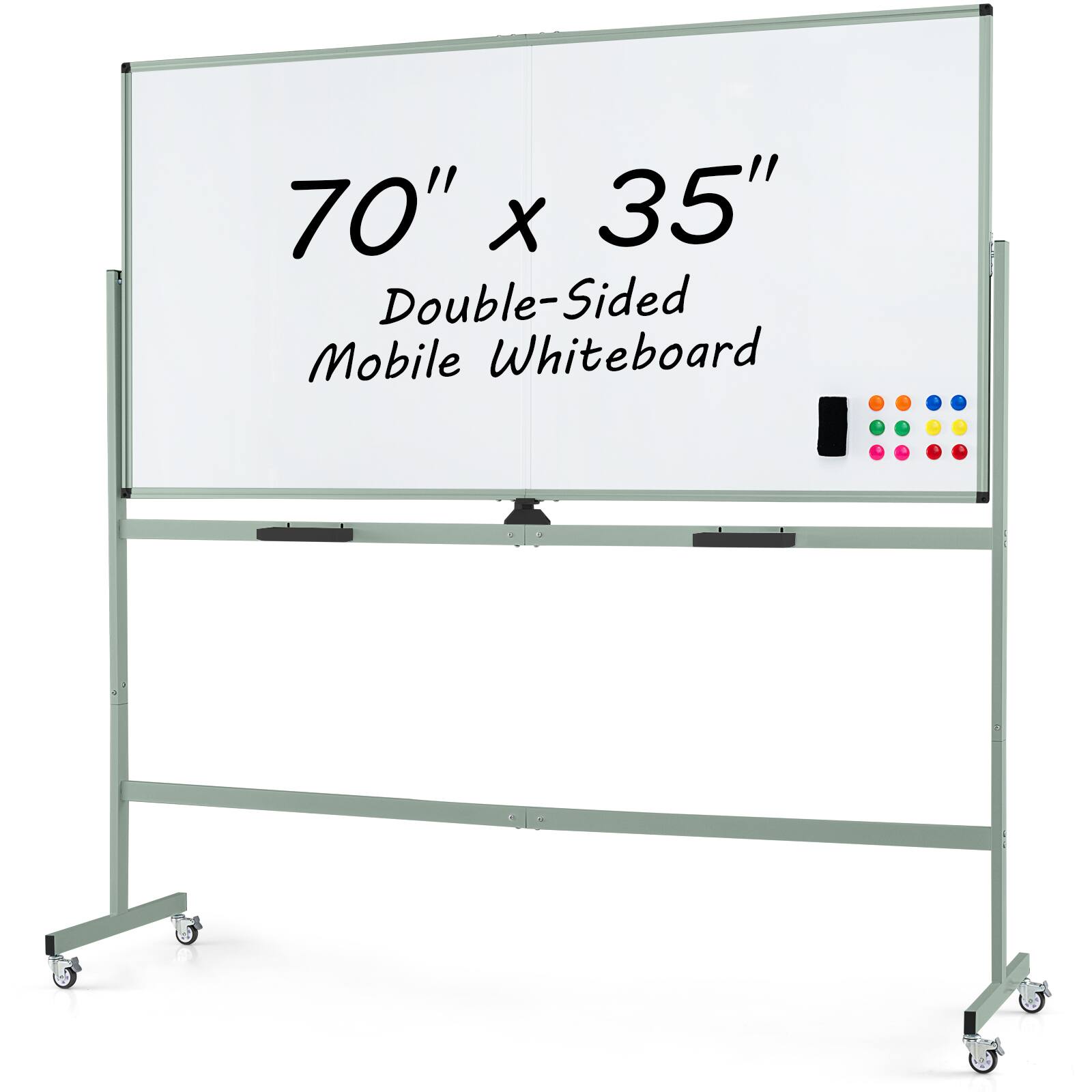70" x 35" Double-Sided Mobile Whiteboard