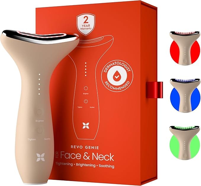 REVO - Face Genie | Face & Neck Beauty Massager with Ultra Powerful LEDs - Beige