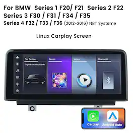 Junsun - CarPlay 10.25" Android Car Radio For BMW NBT System 1 2 3 4 Series F20 F21 F22 F30 F31 F32 F33 F34 F36 (2012-2016) - Black