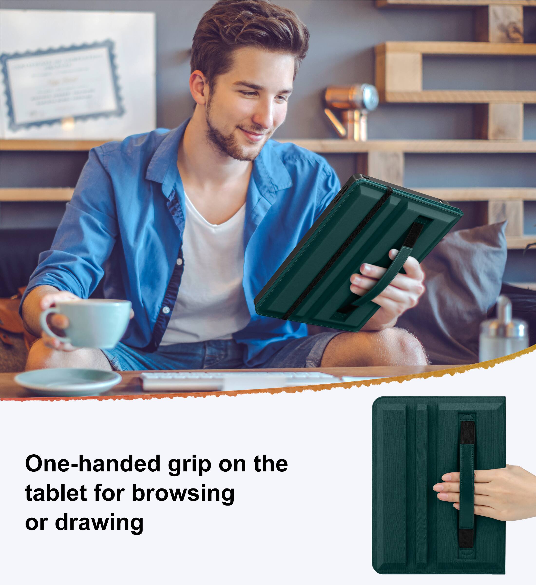 One-handed grip on the tablet for browsing or drawing