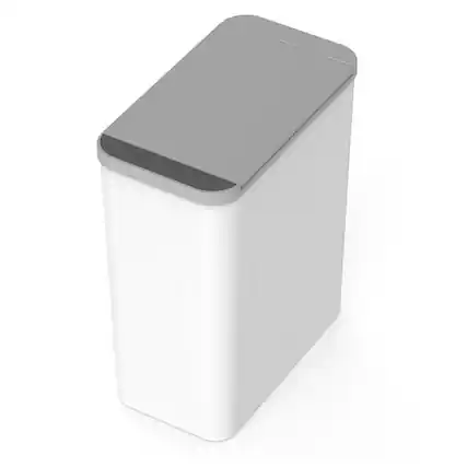 Front. Nine Stars - Rectangular Automatic Motion Sensor Slim Trash Can with Hidden Toilet Brush For Bathroom.