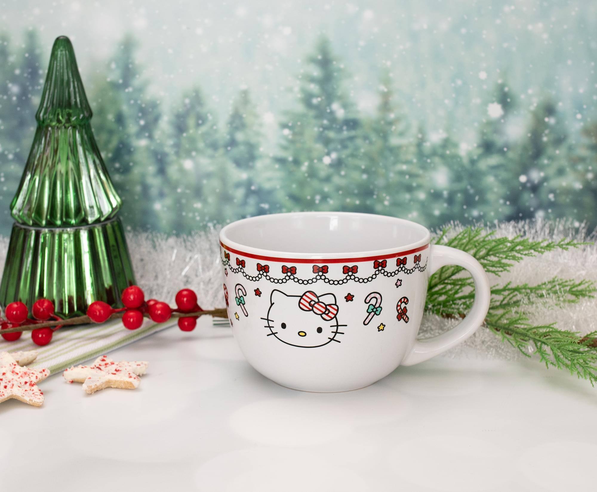 Alt View 2. Silver Buffalo - Sanrio Hello Kitty Holiday Ceramic Soup Mug | Holds 24 Ounces - White.