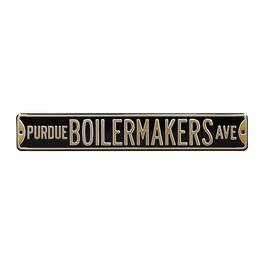 Authentic Street Signs - Purdue Boilermakers 6" x 36" College Ave Team Street Sign - Black