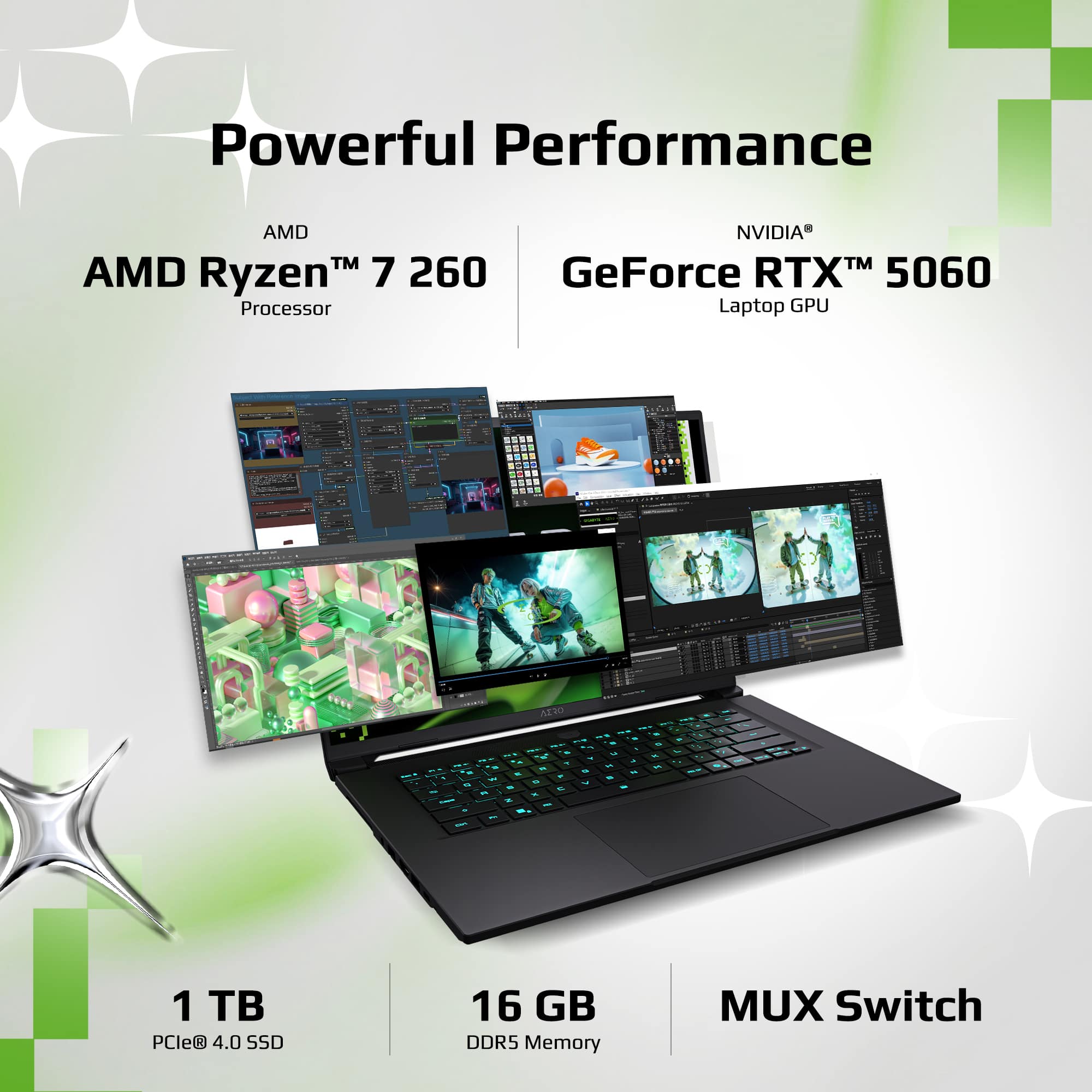 GIGABYTE AERO X16 Copilot+ PC 165Hz 2560x1600 WQXGA RTX™ 5060 AMD
