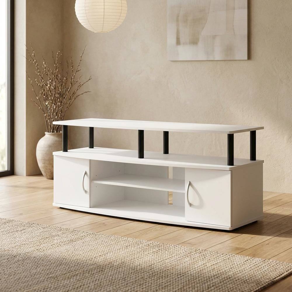 Alt View 1. FurniFact - White/Black Large TV Stand with Spacious Storage for Entertainment Centers - White/Black.