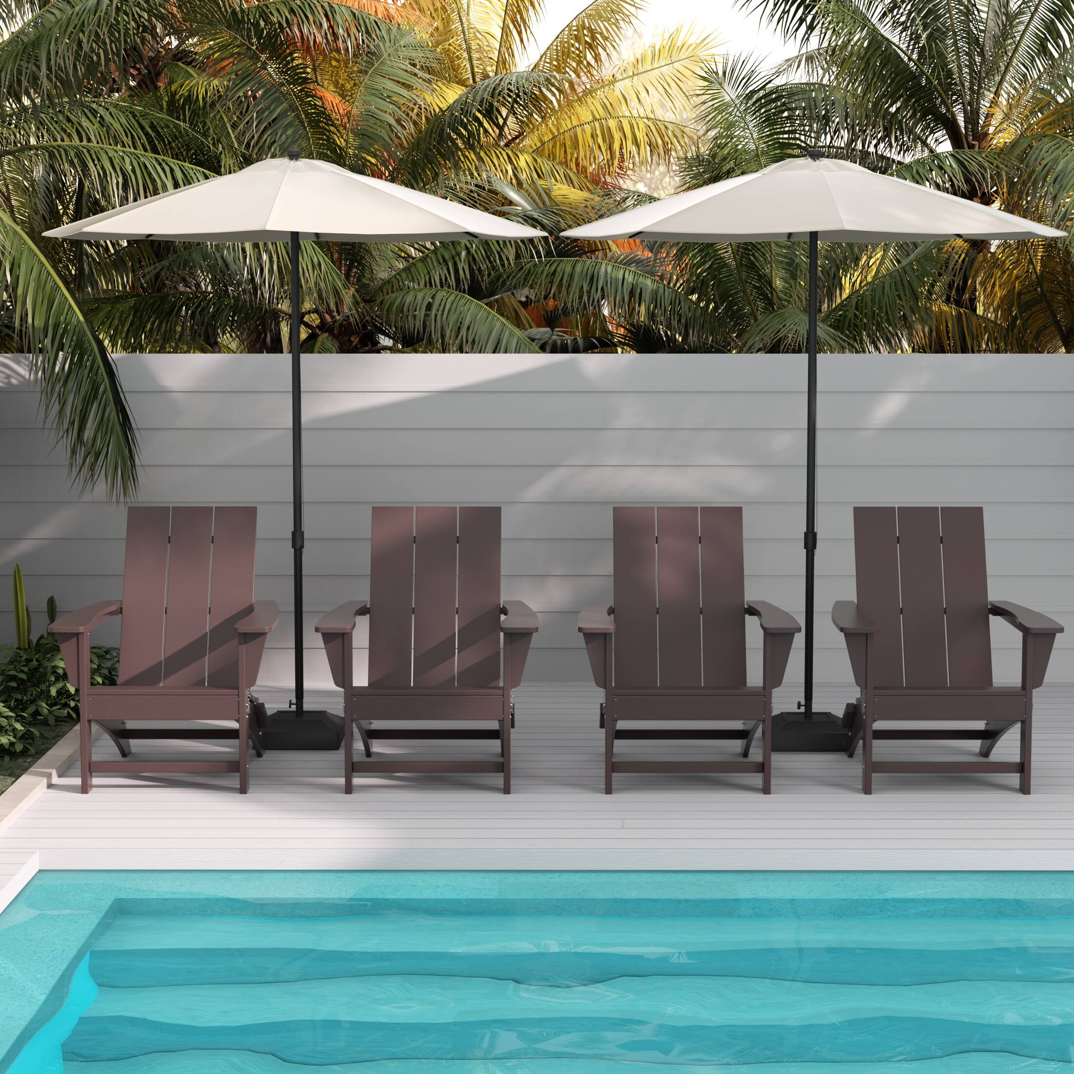 Angle. WestinTrends - WestinTrends Ashore Modern Outdoor Folding Adirondack Chair (Set of 4) - Dark Brown.