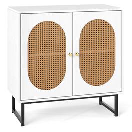 Costway - Buffet Cabinet with 2 Doors Adjustable Shelf Metal Legs Accent Floor Cabinet - White