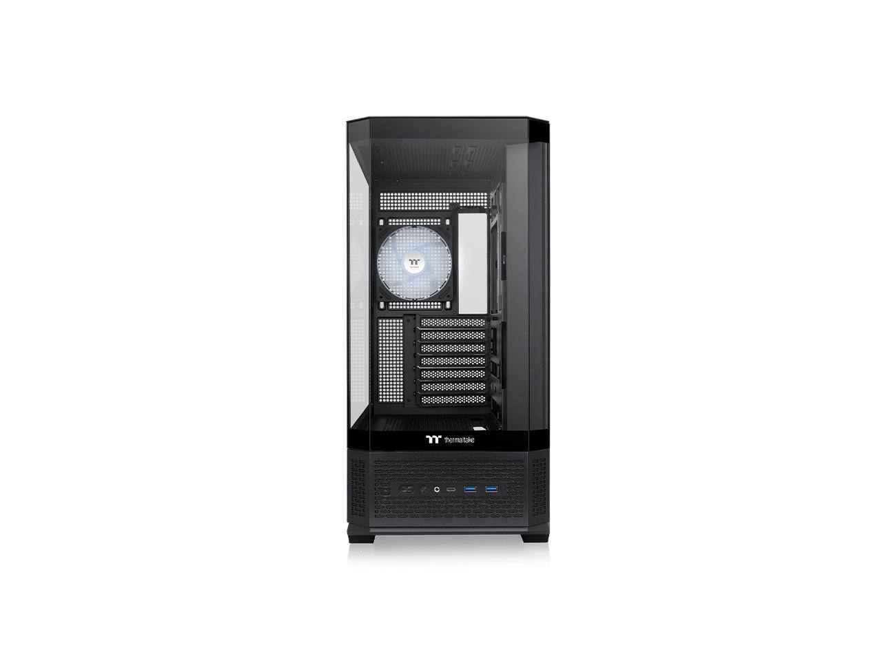 Alt View 3. Thermaltake - Thermaltake View 370 TG ARGB Mid Tower Chassis with 360mm Radiator Support, Fans Included - Black.
