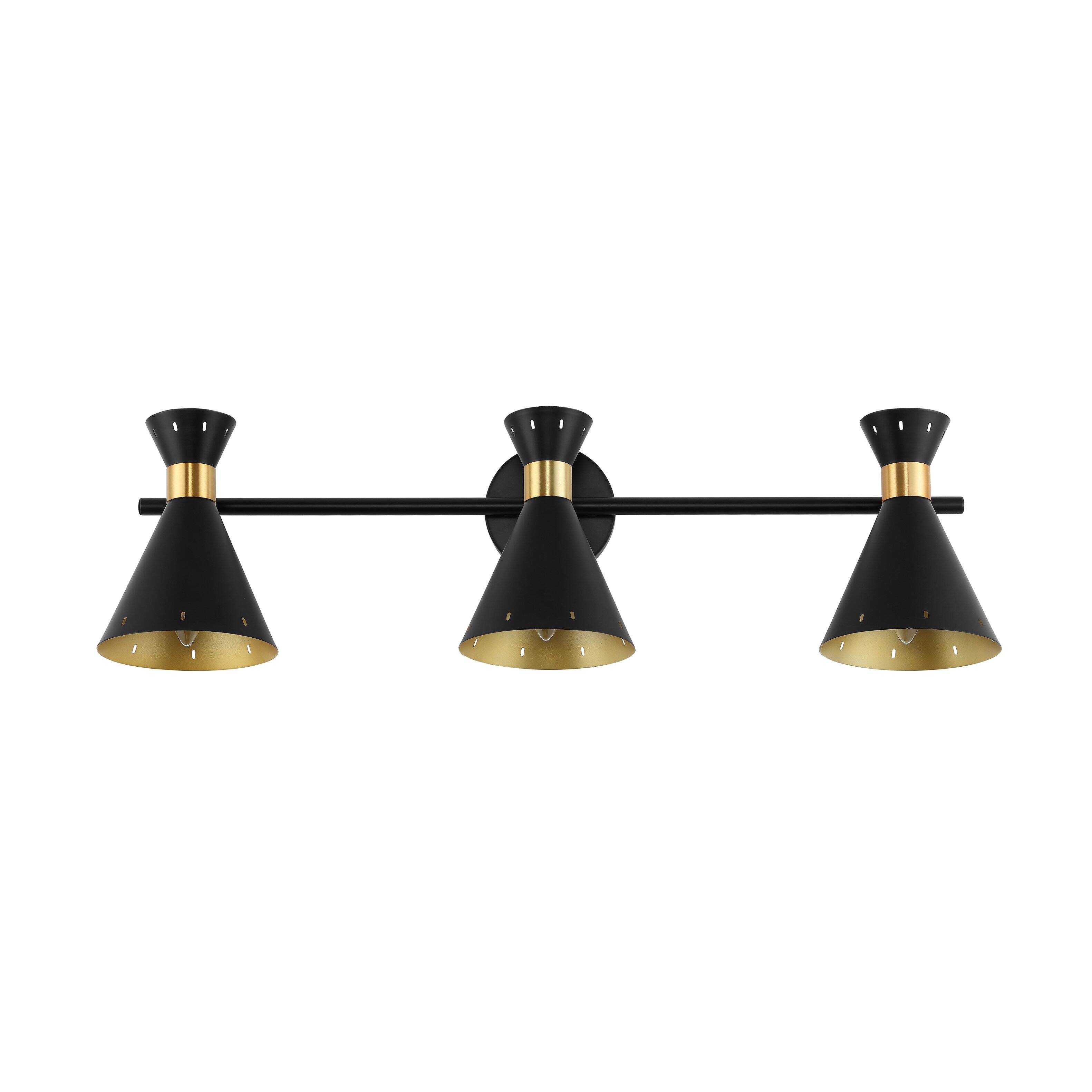 Alt View 5. Jonathan Y - Elroy 30.5" 3-Light Iron Retro Contemporary LED Track Light , Black/Gold - Black.