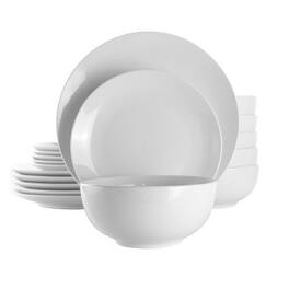 Elama - Luna 18 Piece Porcelain Dinnerware Set - White
