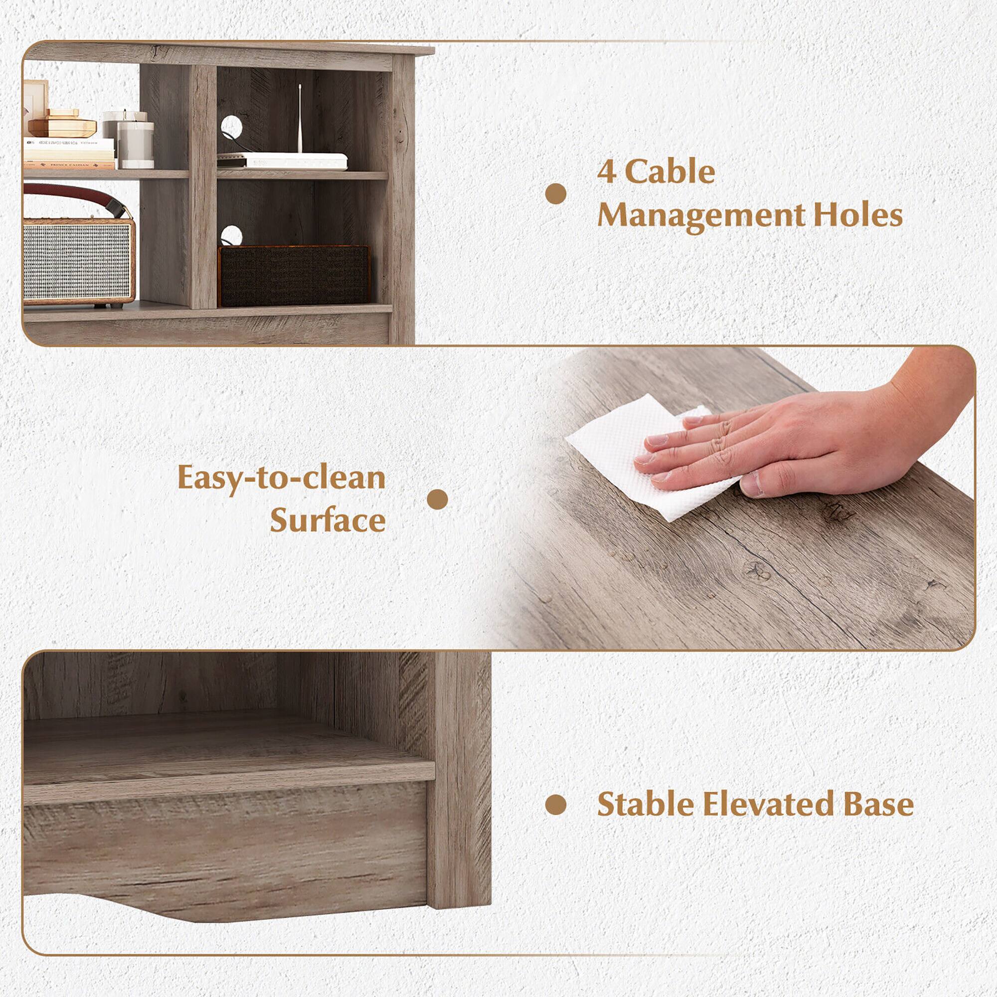4 Cable Management Holes
Easy-to-clean Surface
Stable Elevated Base