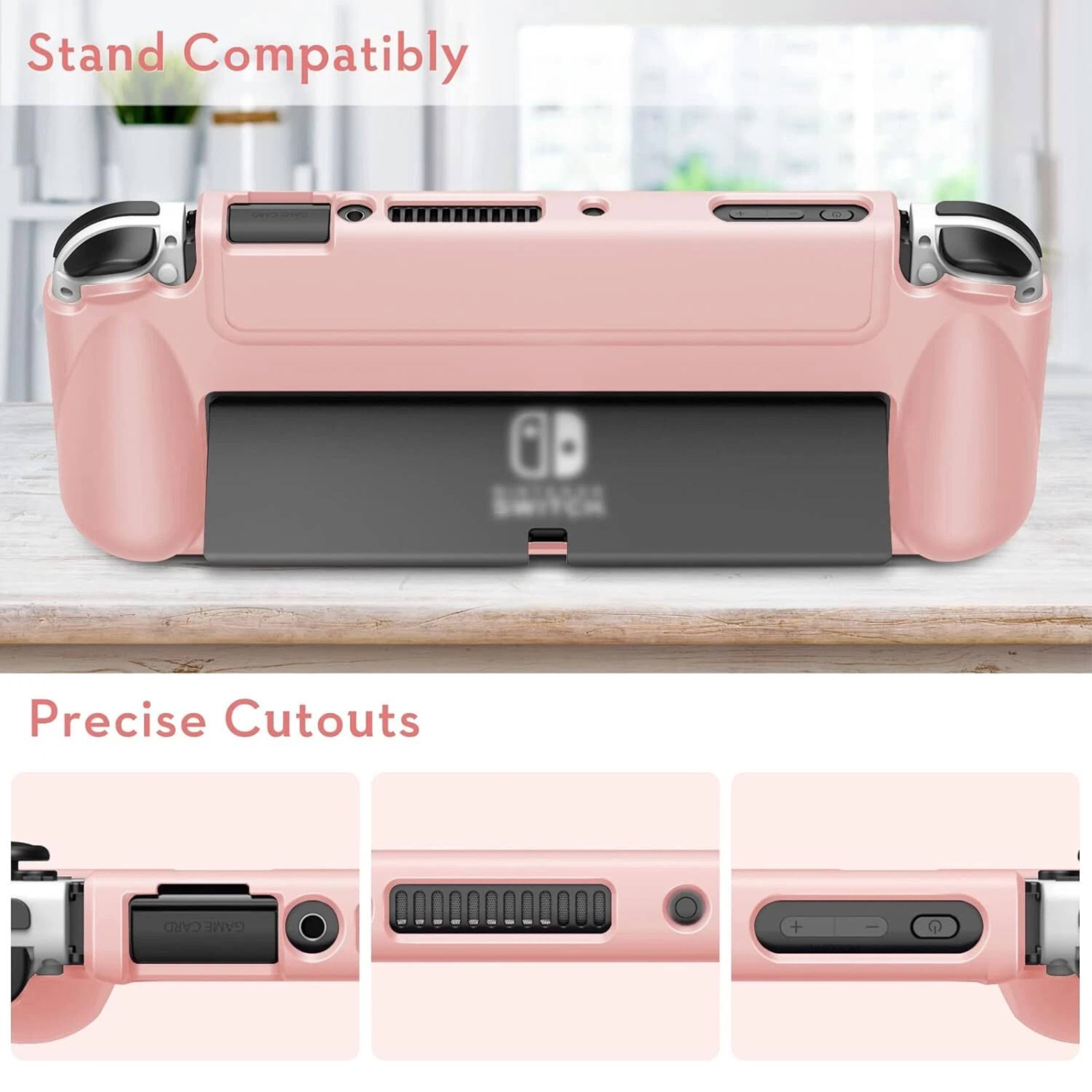 Alt View 2. Kitcheniva - Lightweight TPU Case For Nintendo Switch OLED Model 2021 With Front Cover Lilac Marble - Lilac Marble.