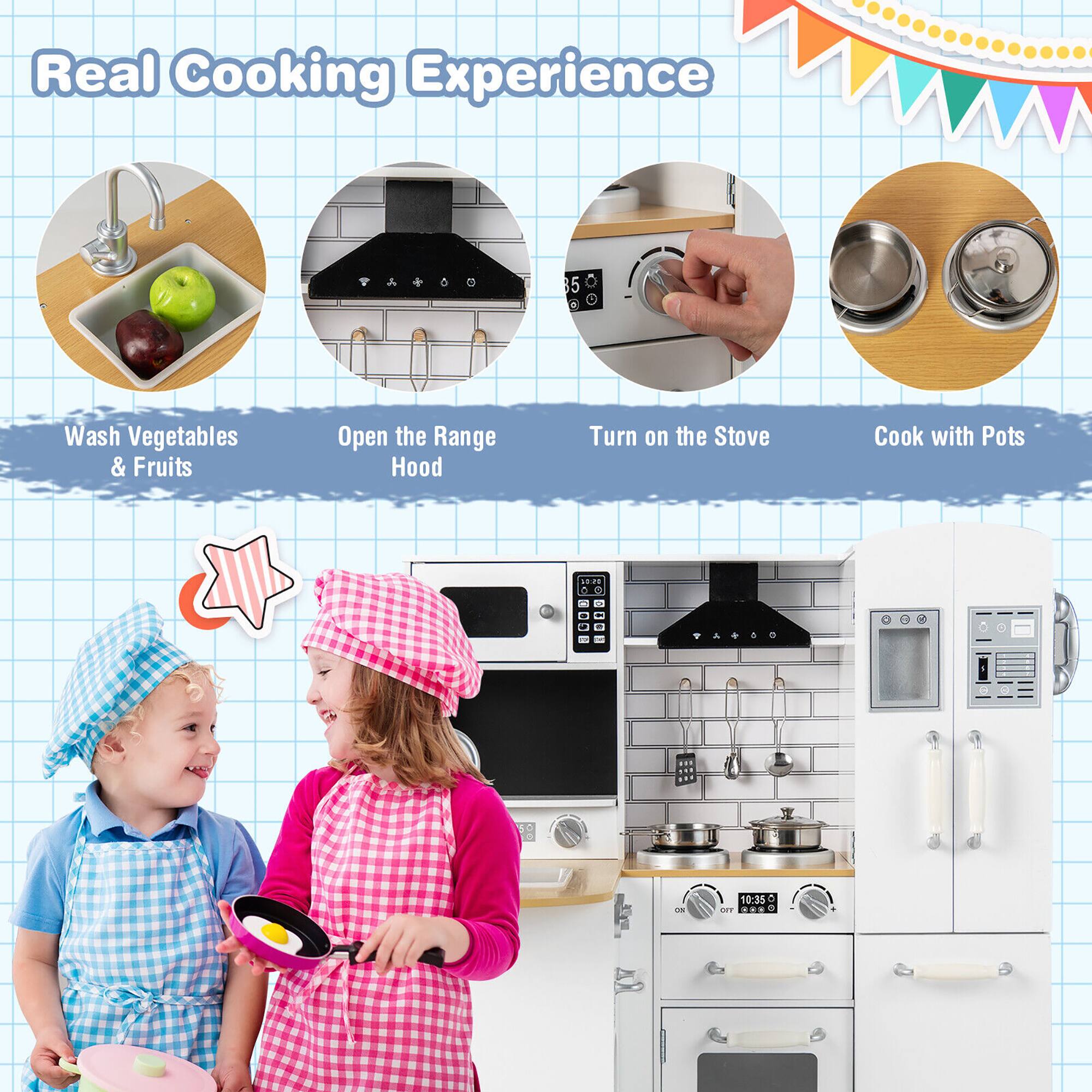 Real Cooking Experience

1. Wash Vegetables & Fruits
2. Open the Range Hood
3. Turn on the Stove
4. Cook with Pots