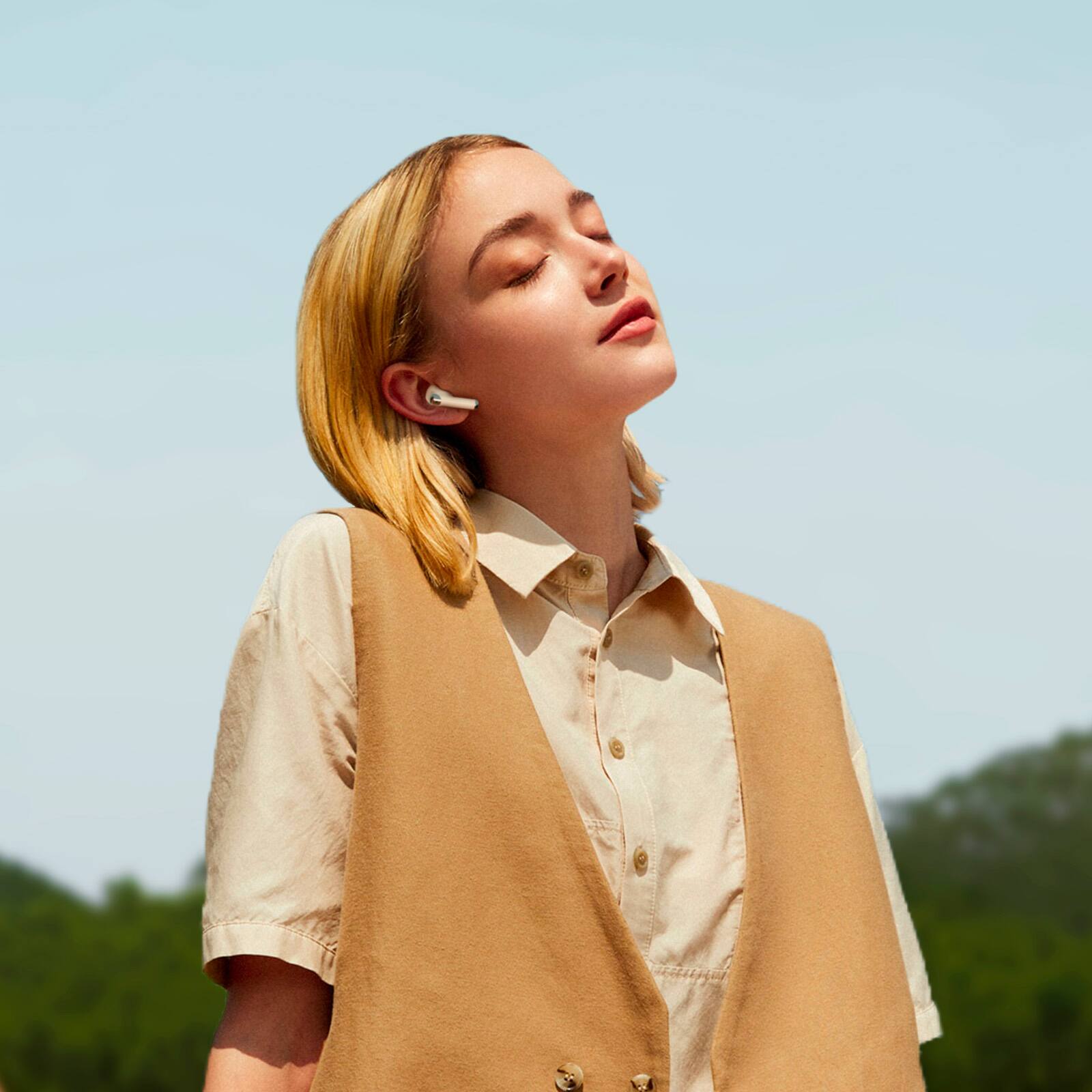 Alt View 12. Tronsmart - Sounfii R4 True Wireless In-Ear Earbuds, 12mm Drivers with Big Bass, 4 Mics ENC Clear Call, Smart Touch Control - Beige.