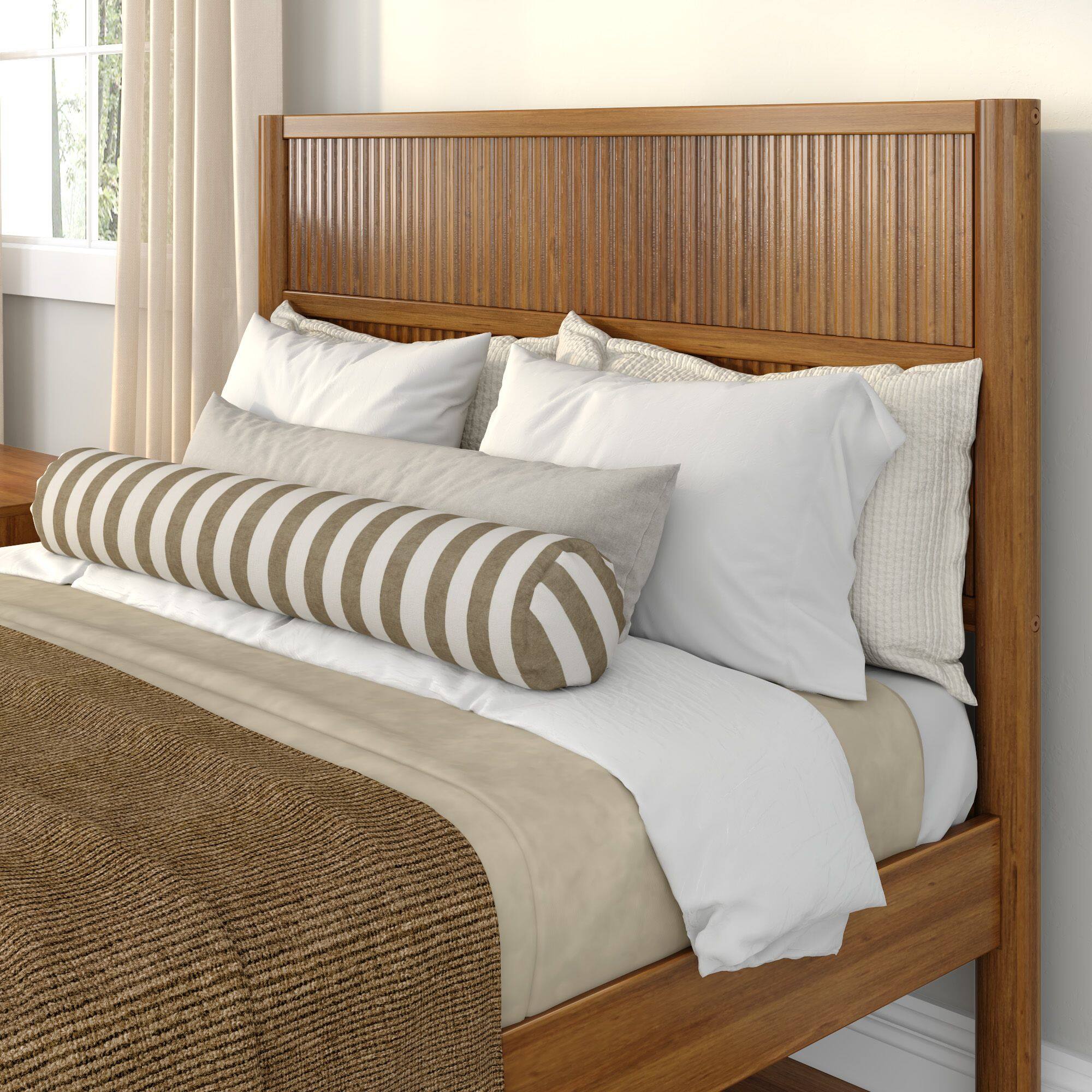 Alt View 4. Plank+Beam - Sera Fluted Full Bed, Pecan - Pecan.
