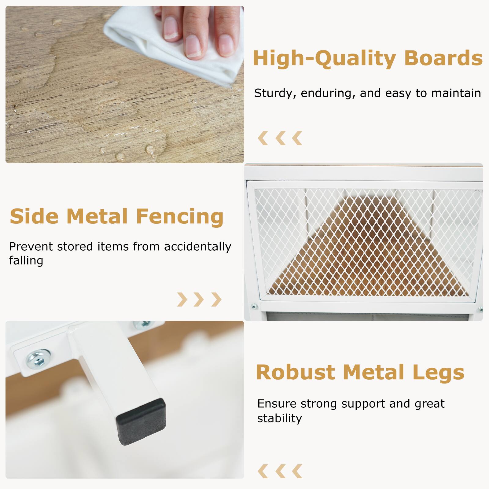 High-Quality Boards, Side Metal Fencing, Robust Metal Legs