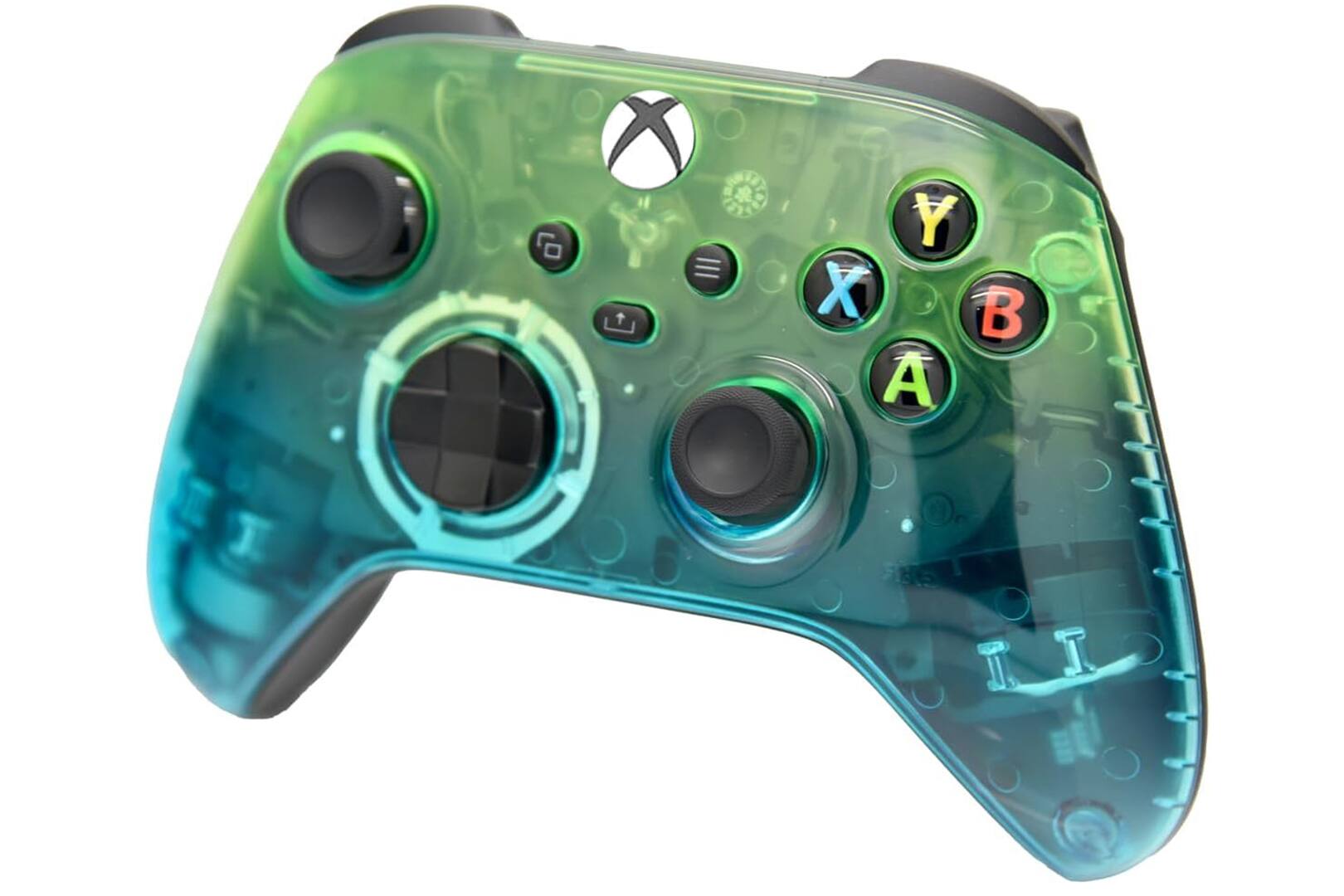 Left. ProControllers - Custom Wireless Controller for Xbox Series X|S, Xbox One, & PC - Clear Green & Blue.