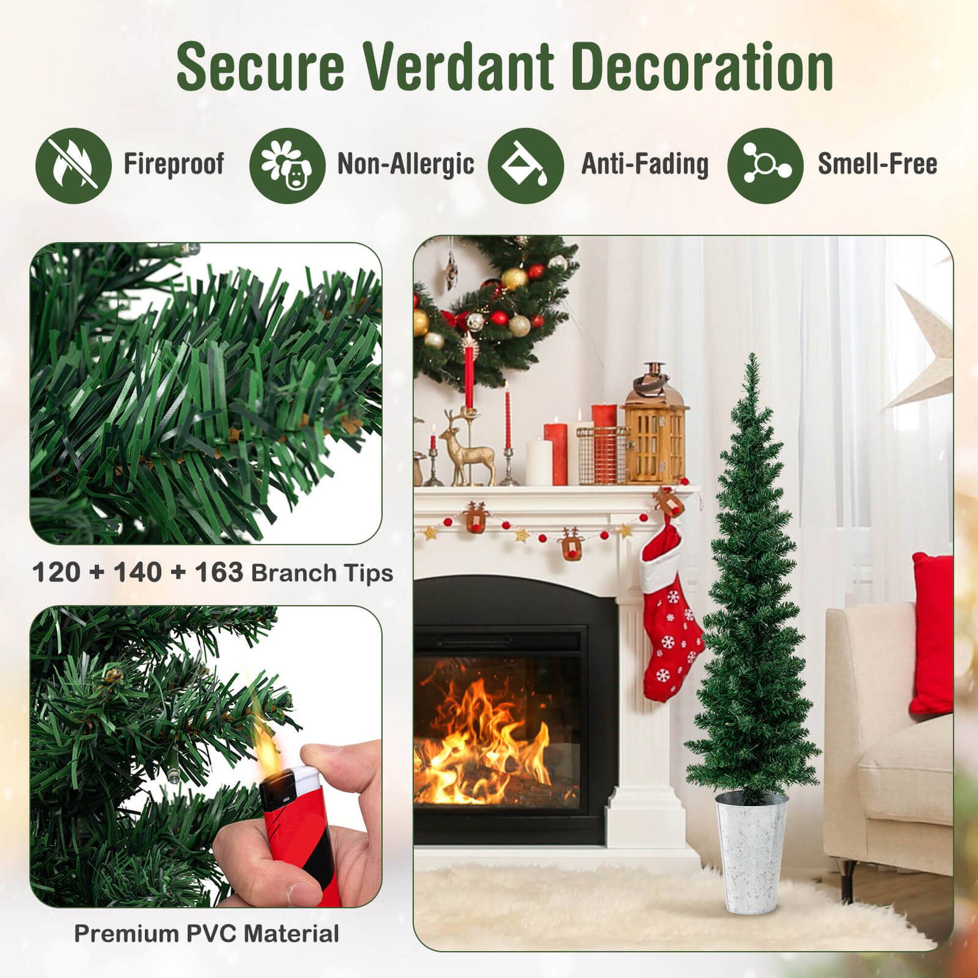 Secure Verdant Decoration

- Fireproof
- Non-Allergic
- Anti-Fading
- Smell-Free

120 + 140 + 163 Branch Tips

Premium PVC Material
