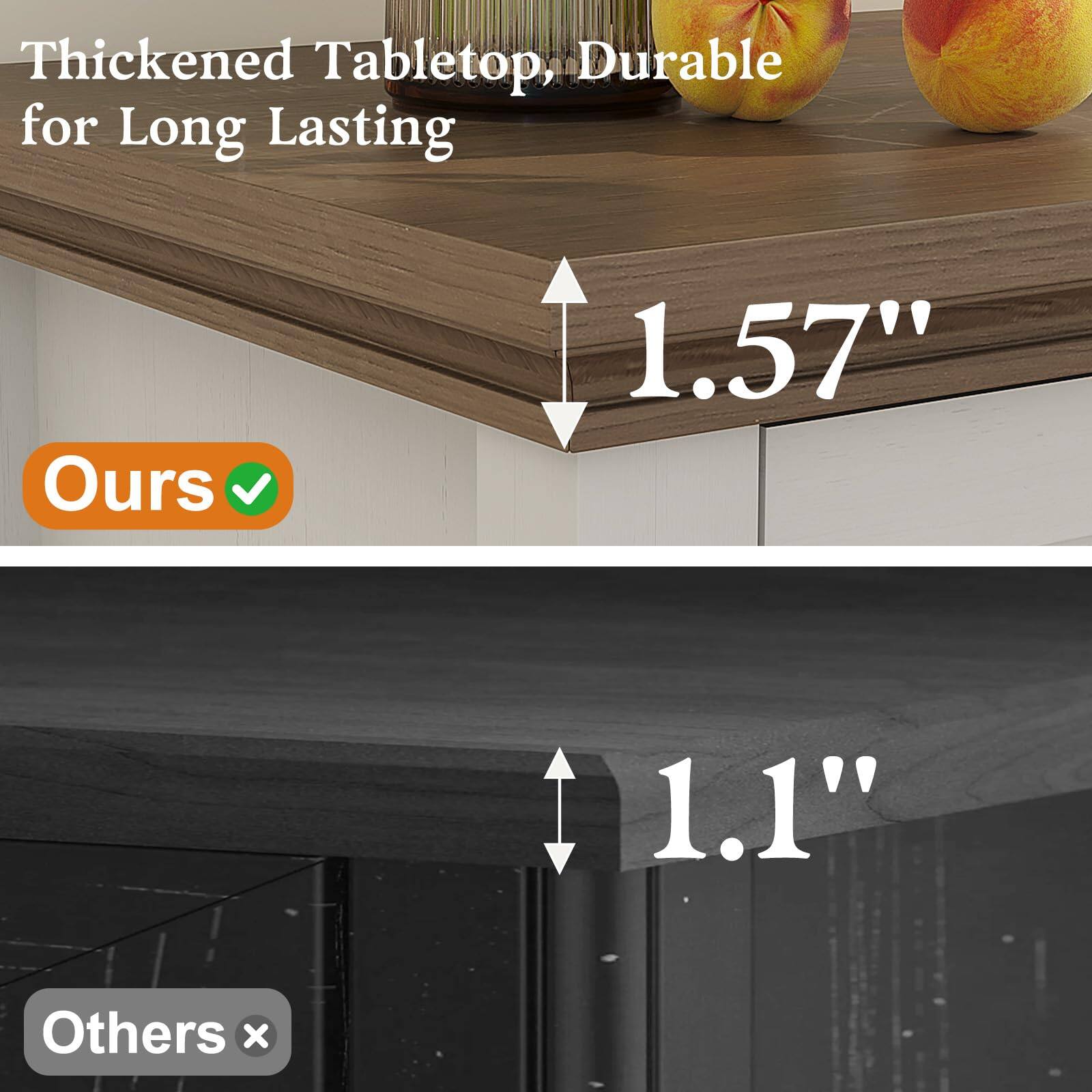 Thickened Tabletop, Durable for Long Lasting

Ours 1.57" ✔️

Others 1.1" ❌