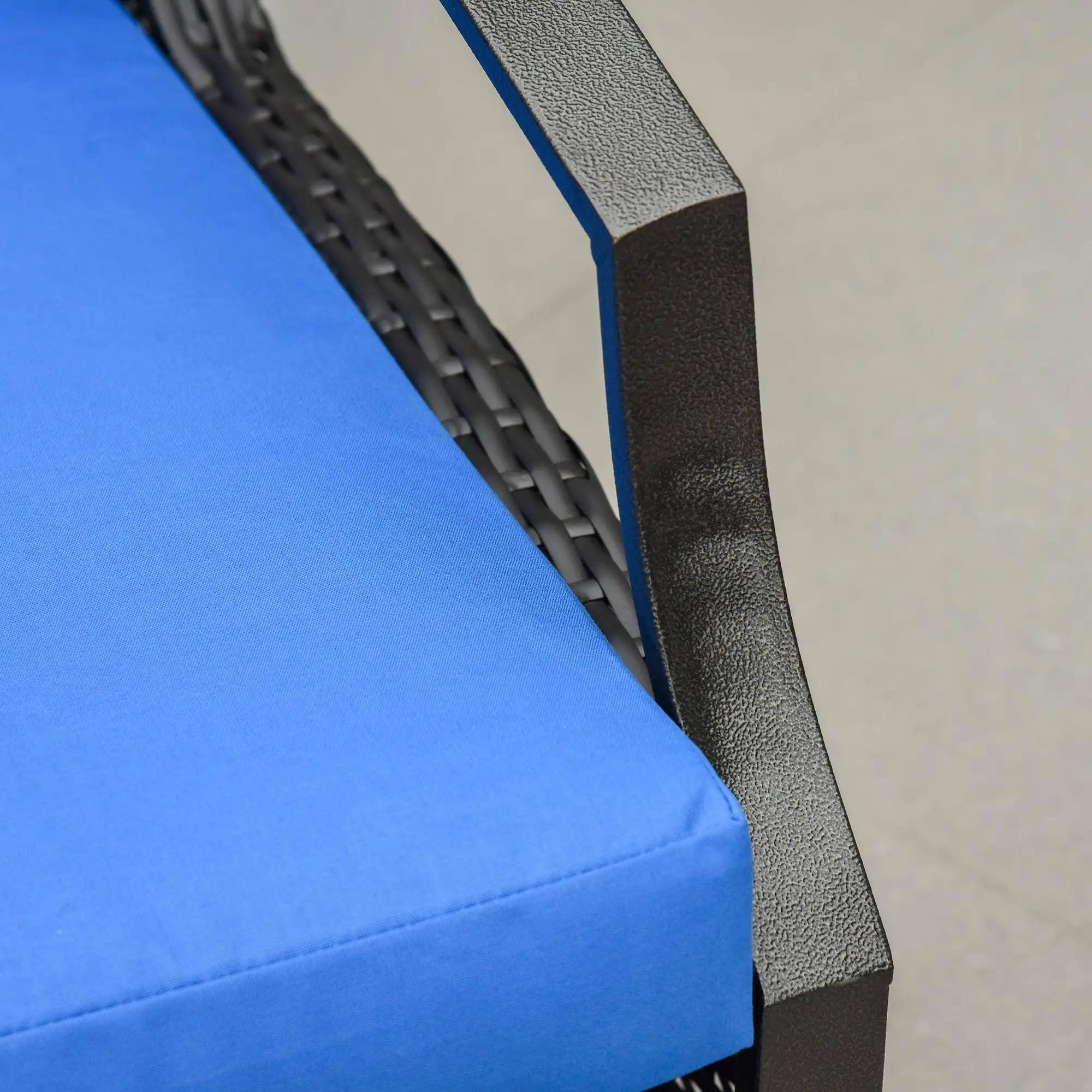 Alt View 5. Spaco - Spaco Patio Recliner Chair, PE Wicker with Comfy Cushions, Armrests - Blue.