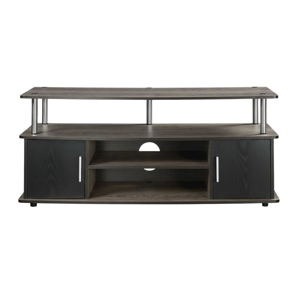Alt View 3. FurniFact - Weathered Gray, Black TV Stand, Cabinets, Shelves, up to 55 Inch TVs - Gray.