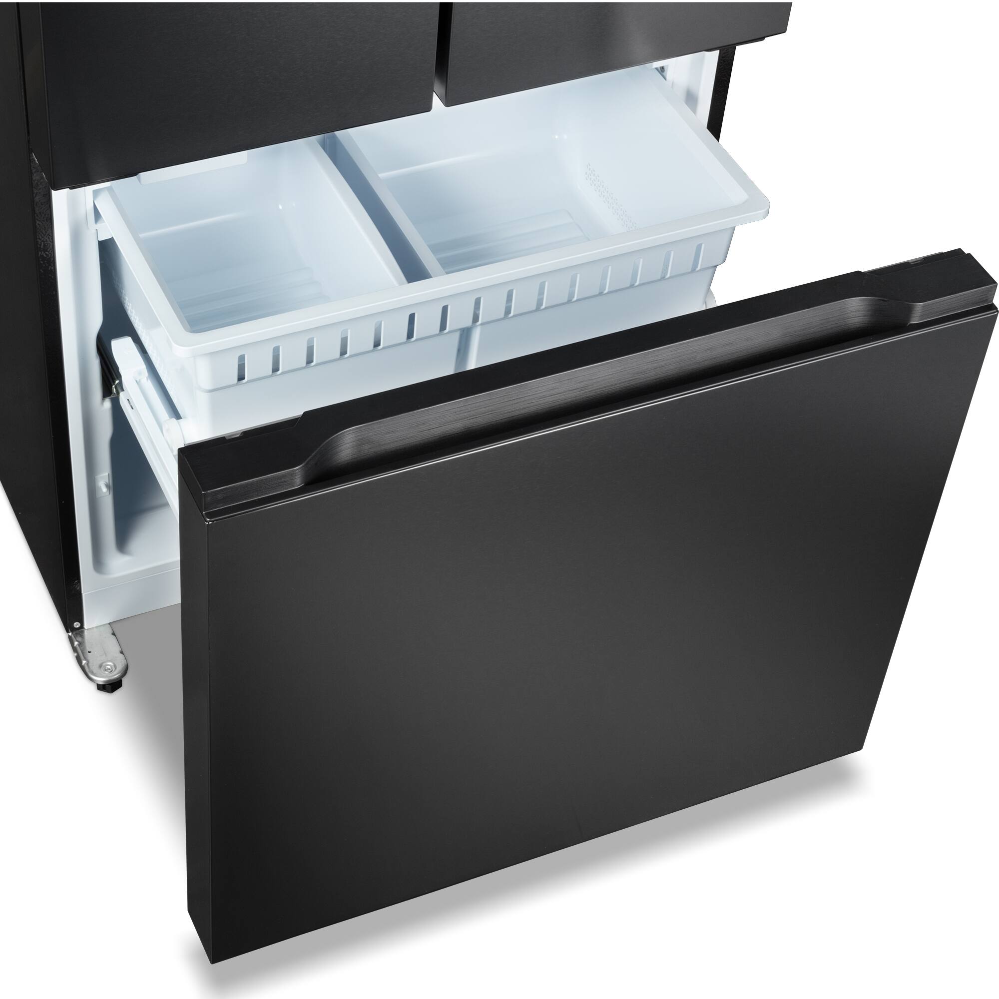 Alt View 4. COSMO - COS-RFFV183RBK 30 in. Vista Collection 17.5 cu. ft. Counter Depth 3-Door French Door Refrigerator, Freezer Drawer - Matte Black.