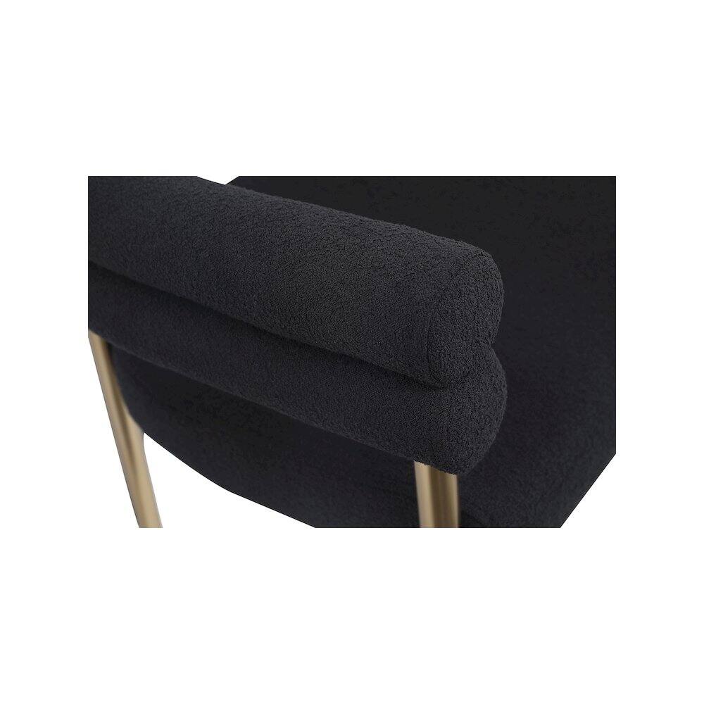 Alt View 3. Meridian Furniture - Brielle Black Boucle Fabric Dining Chair, Set of 2 - Black.