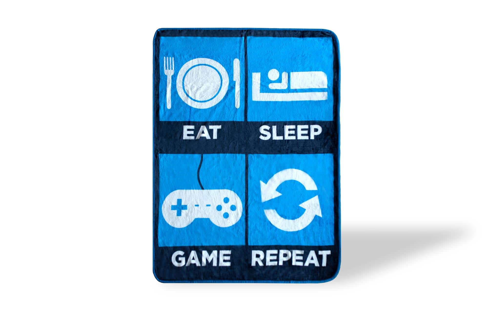 Just Funky - Eat Sleep Game Repeat Large Gamer Fleece Throw Blanket | 60 x 45 Inches - Blue price history on PriceWatchPro