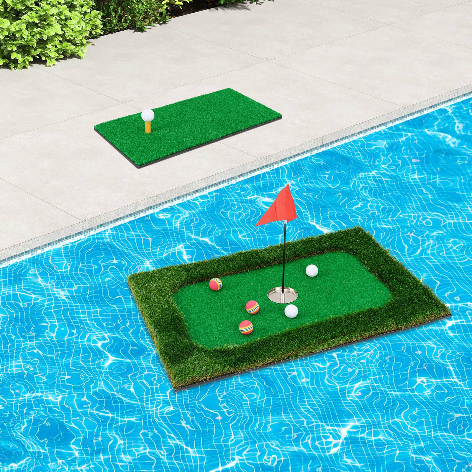 Alt View 1. Costway - Costway Rectangular Floating Golf Green for Pool Includes Golf Hitting Mat 6 Golf Balls - Green.