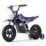 Hover Heart - Kids Electric Dirt Bike with Training Wheels - 24V Brushless Motor, Beginner Ride-On Motorcycle, 6.5 MPH - 12.5 - Dark Blue
