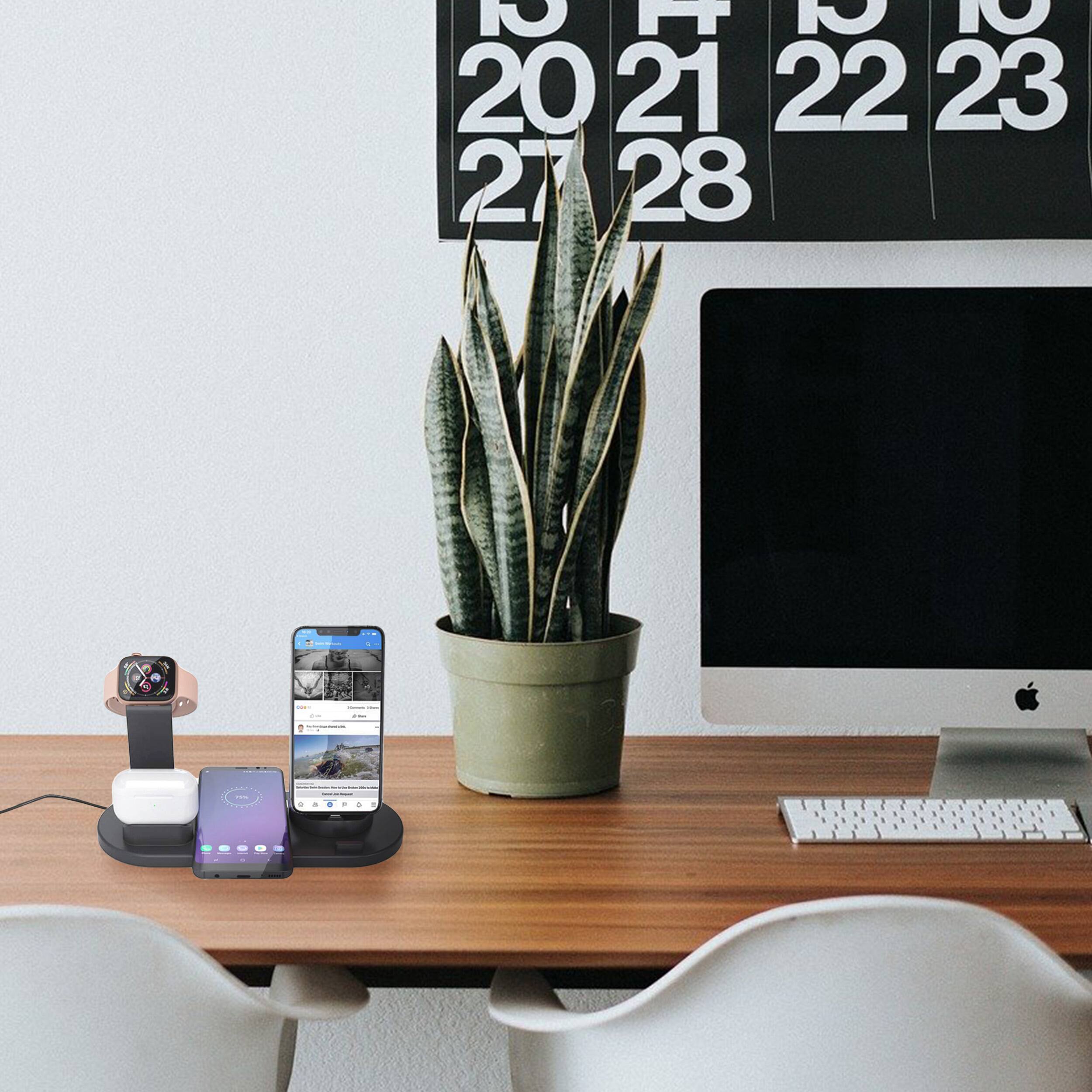 Alt View 1. Trexonic - Trexonic Wireless 4 in 1 Multi-functional Charge Station Organizer - Black.