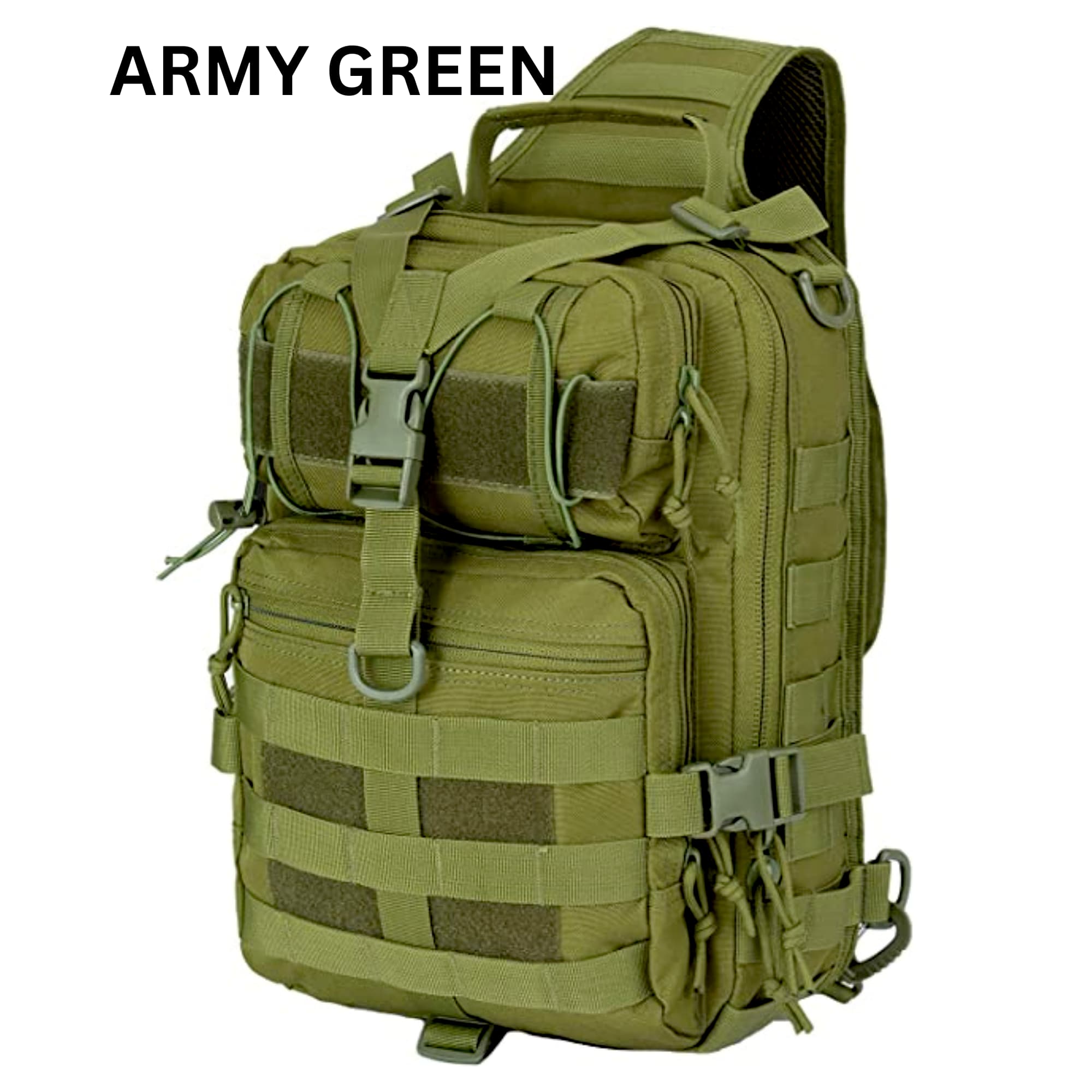 JupiterGear - Tactical Military Sling Backpack 15L Shoulder Bag Molle Outdoor Daypack Backpack with Adjustable Strap - Army Green