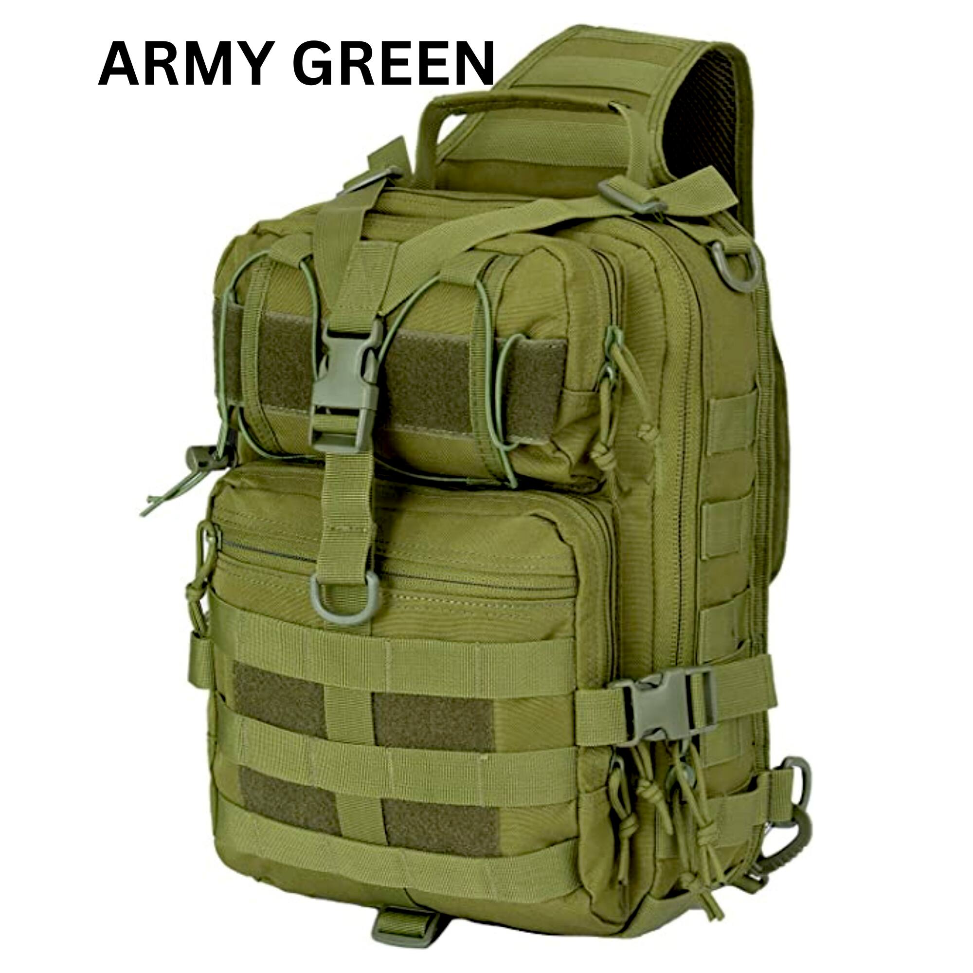 JupiterGear - Tactical Military Sling Backpack 15L Shoulder Bag Molle Outdoor Daypack Backpack with Adjustable Strap - Army Green