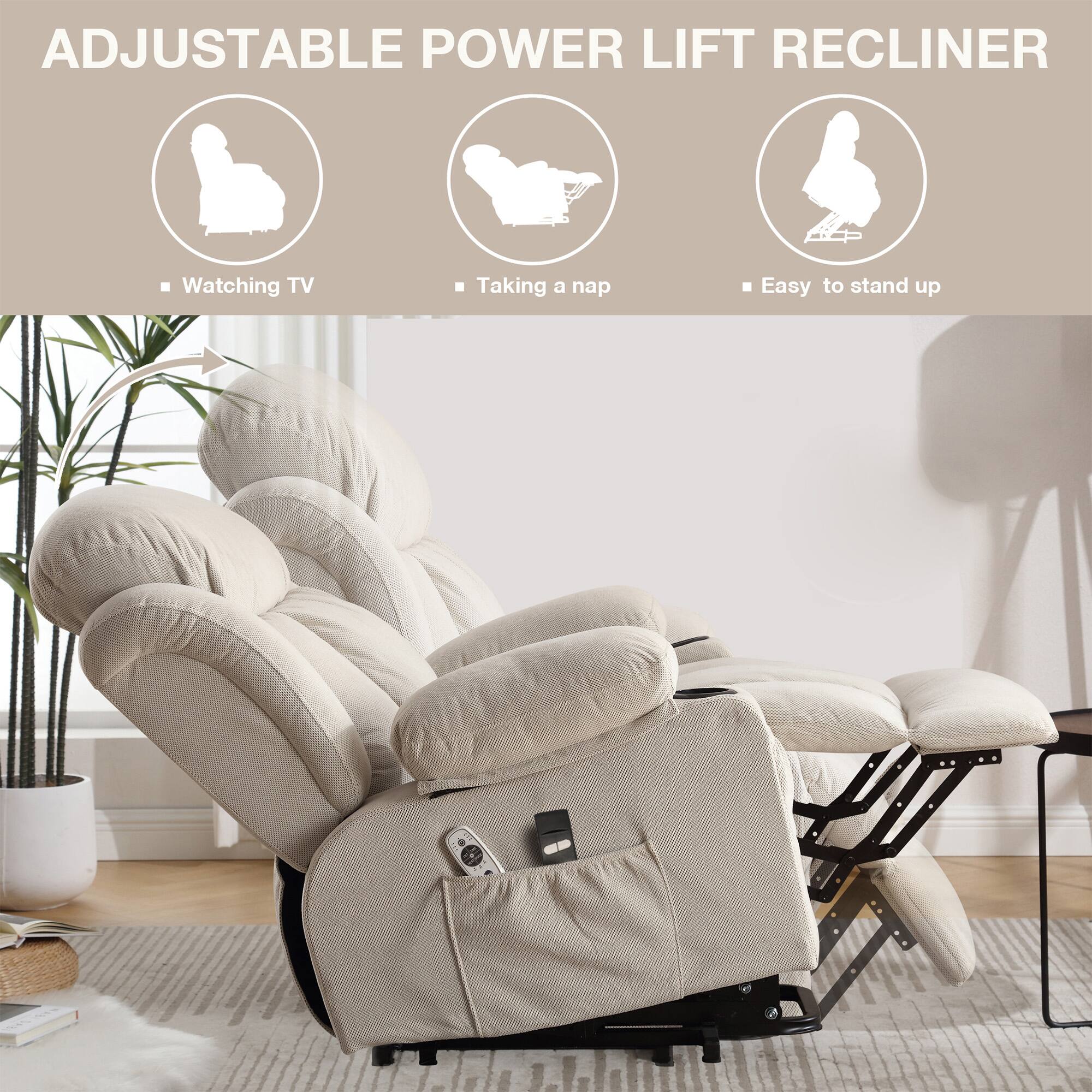 ADJUSTABLE POWER LIFT RECLINER
- Watching TV
- Taking a nap
- Easy to stand up