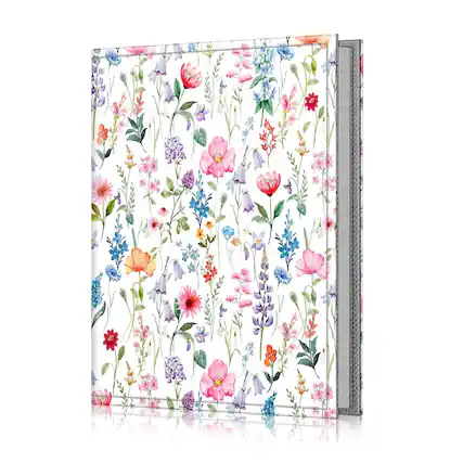 Front. Kitcheniva - Portable Wallet Photo Album Leather Cover 52 Photo Capacity For 4x6 Photo Flower Fantasy - Multicolor Flower.