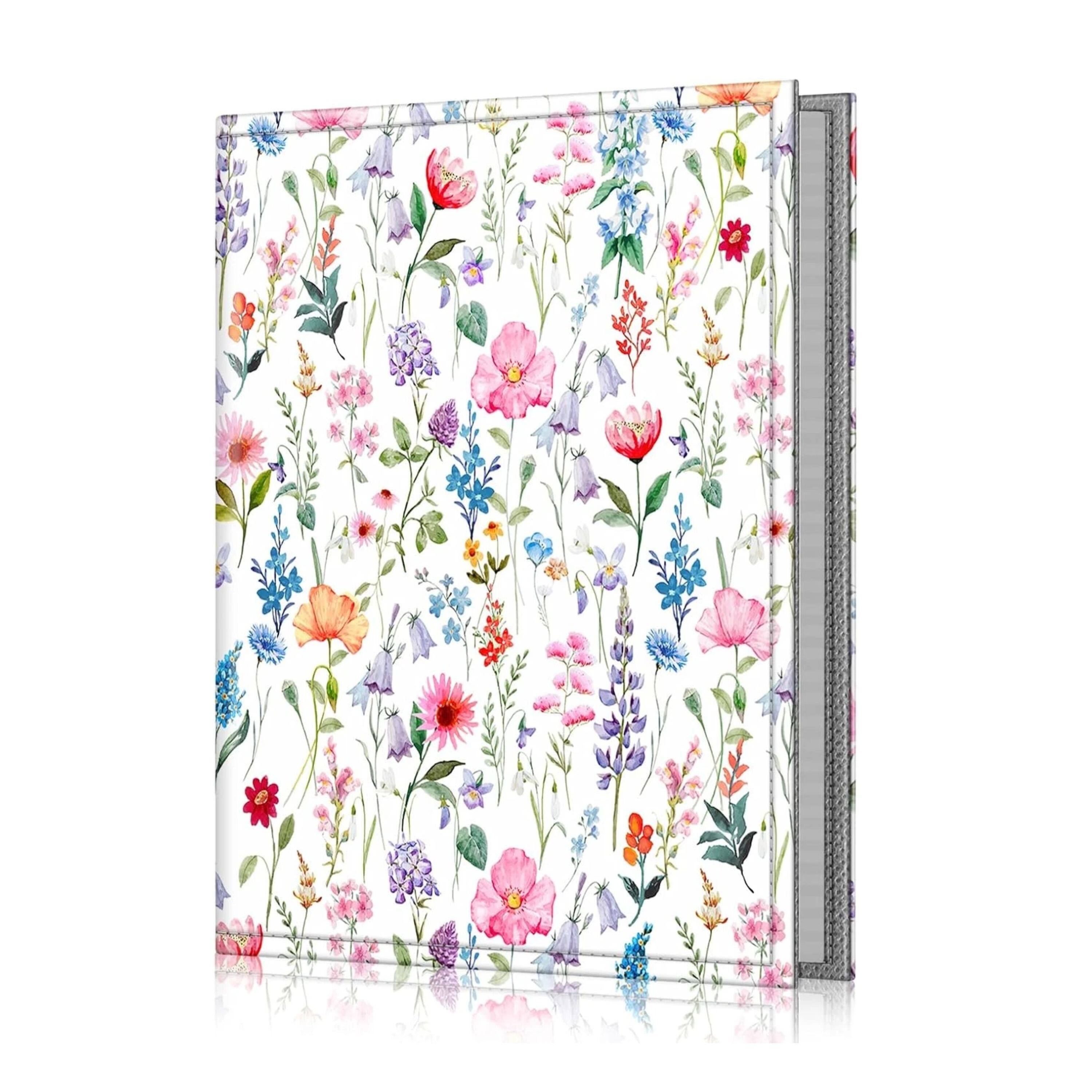 Front. Kitcheniva - Portable Wallet Photo Album Leather Cover 52 Photo Capacity For 4x6 Photo Flower Fantasy - Multicolor Flower.