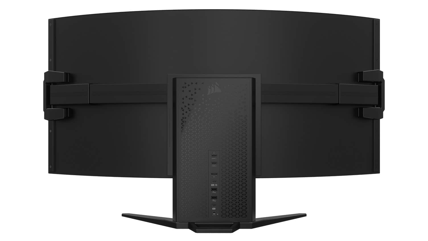 Back. CORSAIR - Xeneon Flex 45” OLED Bendable QHD 240Hz 0.03ms FreeSync and G-SYNC Compatible Monitor with HDR10 (HDMI, DisplayPort) - Black.