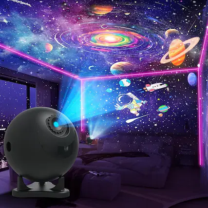 Front. ACJPR - Galaxy Star Projector Night Light – 12 Ultra HD Discs, USB Powered, Auto Off.