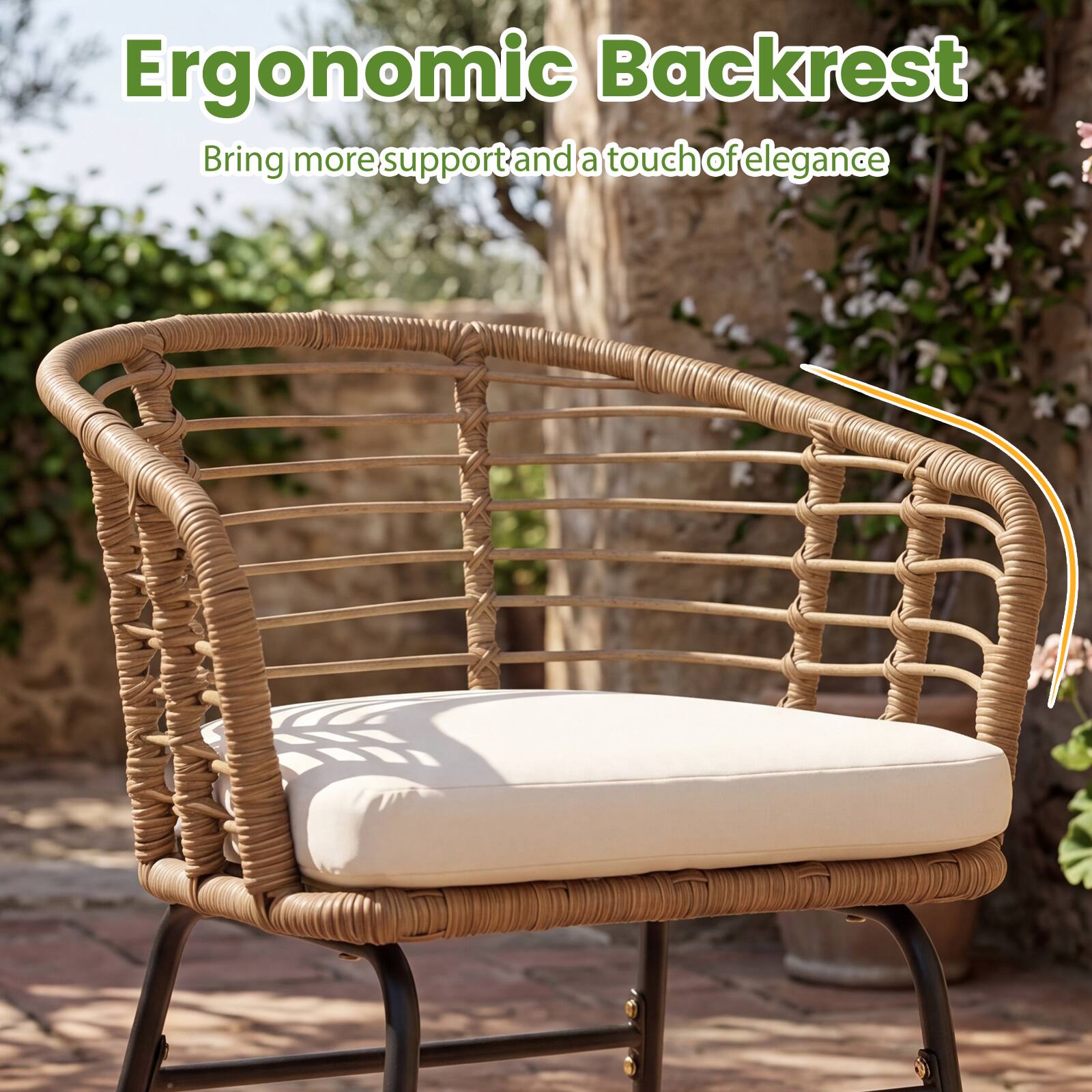 Ergonomic Backrest  
Bring more support and a touch of elegance