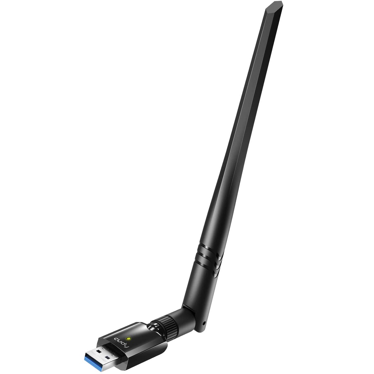 Front. Cudy - Cudy AC1300 Wi-Fi USB 3.0 Adapter, 802.11ac/a/b/g/n, 5GHz/2.4GHz, 1 High gain detachable antenna, USB 3.0, Black - black.