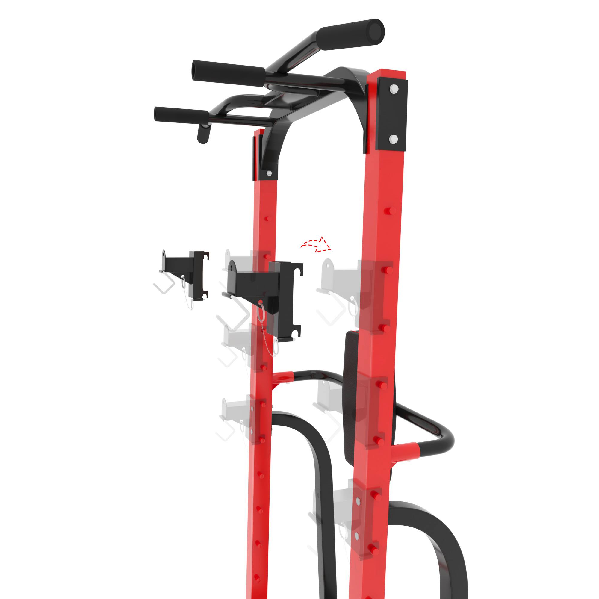 Alt View 1. Ainfox - Ainfox Pull Up Bar Station Power Tower for Home Gym Multi-Function Strength Training Workout Equipment - red.