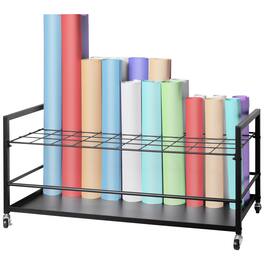 VEVOR - Blueprint Storage Rack, 50 Slots Blueprint Holder with Wheels, Mobile Metal Blueprint Storage Cart - Black