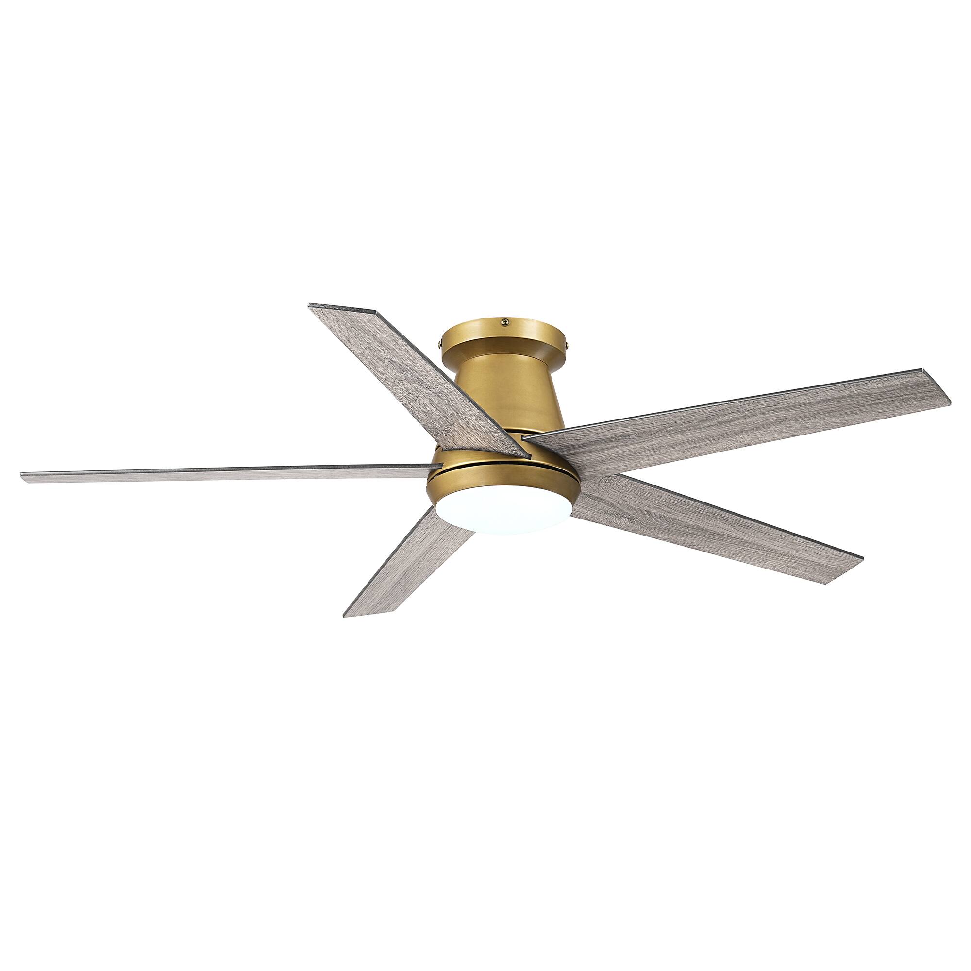 Alt View 8. Vaczon - 52 In. Modern 3CCT Dimmable LED Smart Flush Mount Ceiling Fan with Light, Remote and App Control,Double-Sided Blades - Gold.
