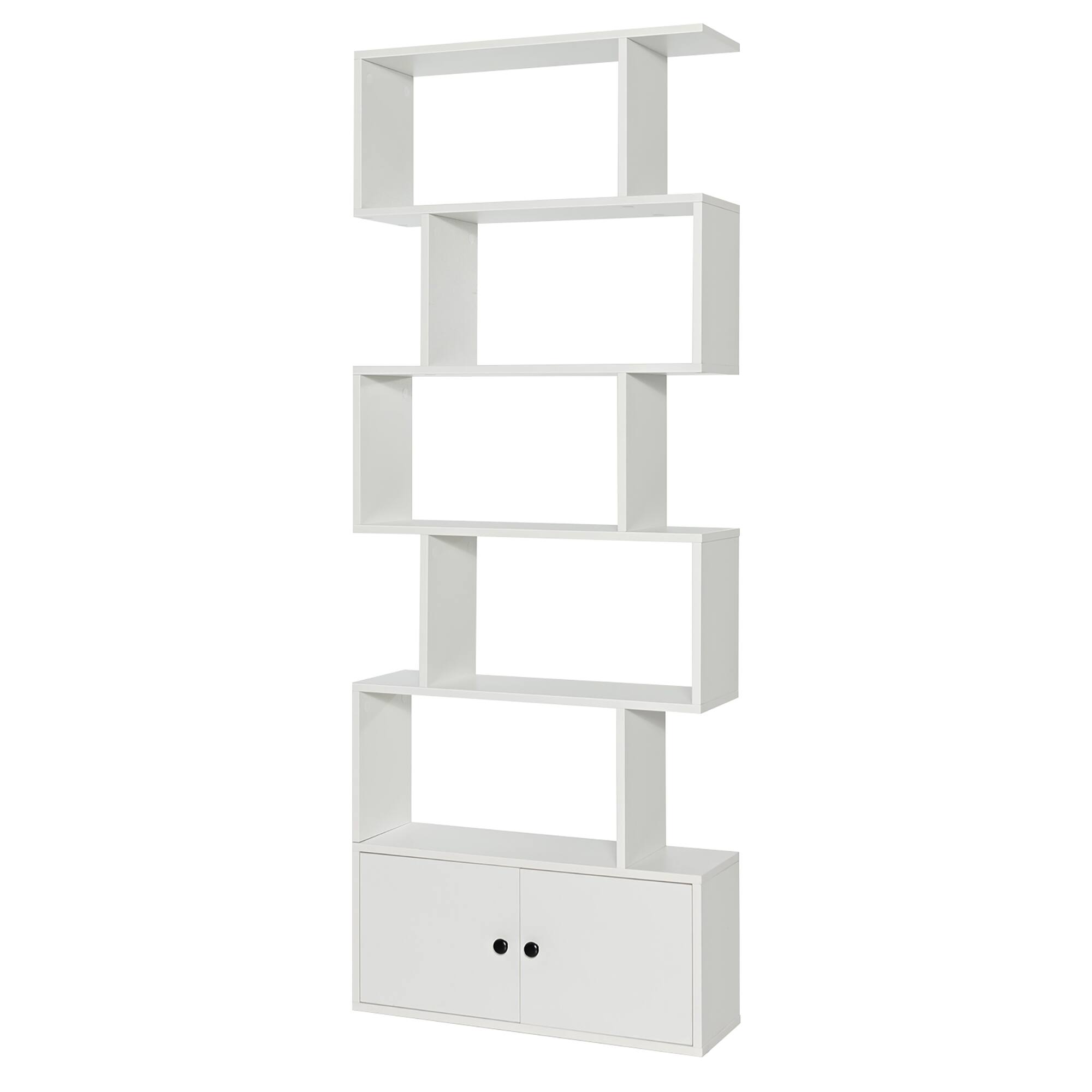 Alt View 9. Costway - Costway Bookshelf with Cabinet 6-Tier S-Shaped Bookcase Storage Rack White - White.